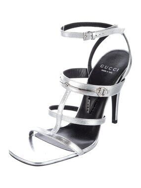 AUTHENTIC GUCCI Silver Horse bit Shoes sz 6 Excellent Condition